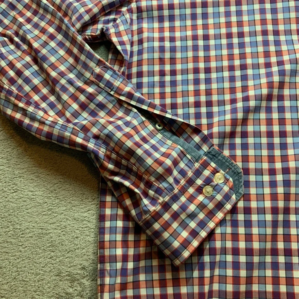 Banana Republic Camden Fit Mens Medium Plaid Long Sleeve Button Down Shirt Multi